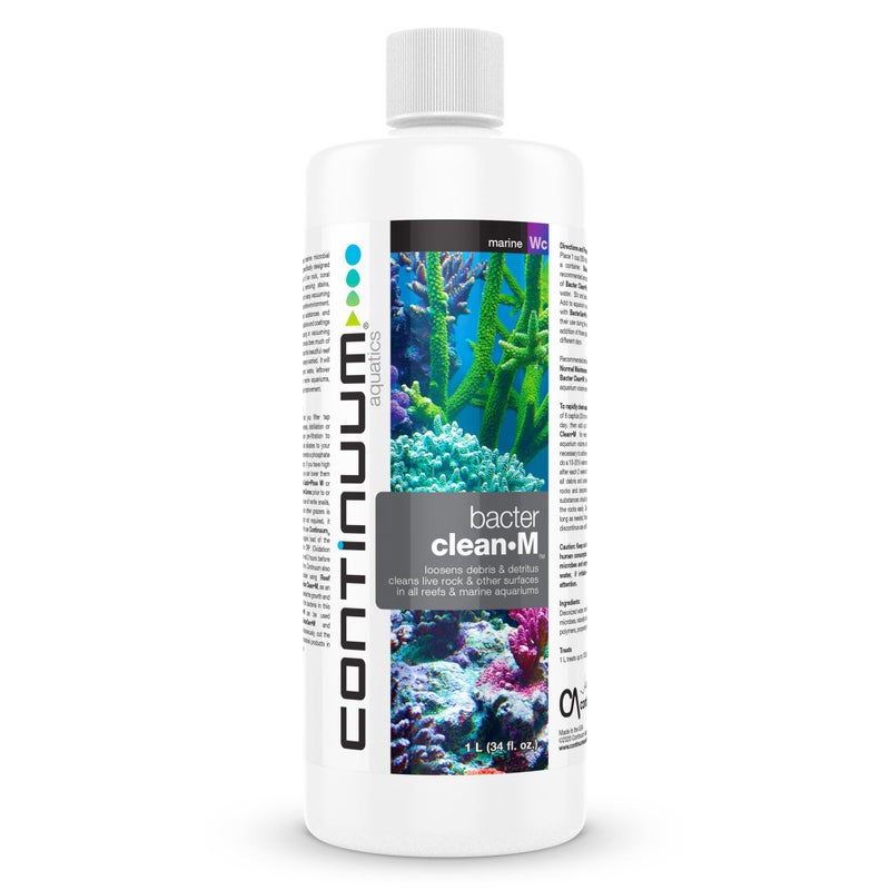 Continuum Aquatics Bacter Clean M for Reef & Marine Aquariums â€“ Loosens Detritus, Cleans Live Rock, Reduces Organic Waste & Enhances Water Clarity Naturally, 1L - Image 1